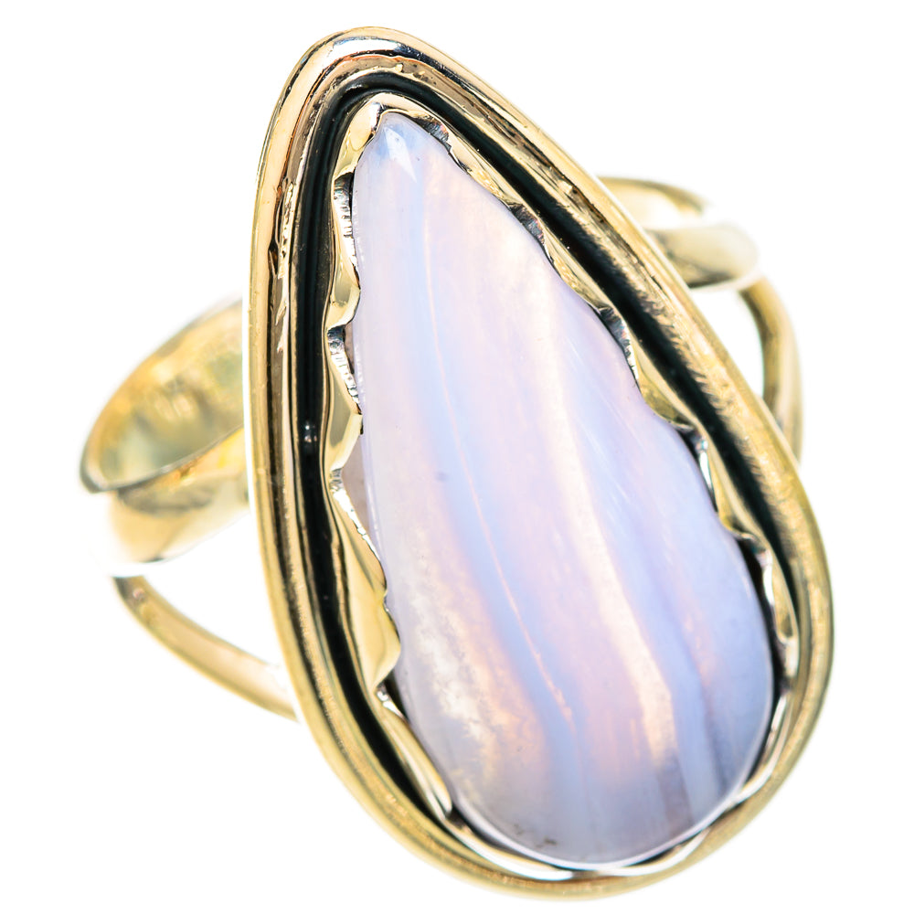 Blue Lace Agate Rings handcrafted by Ana Silver Co - RING120202 - Photo 2