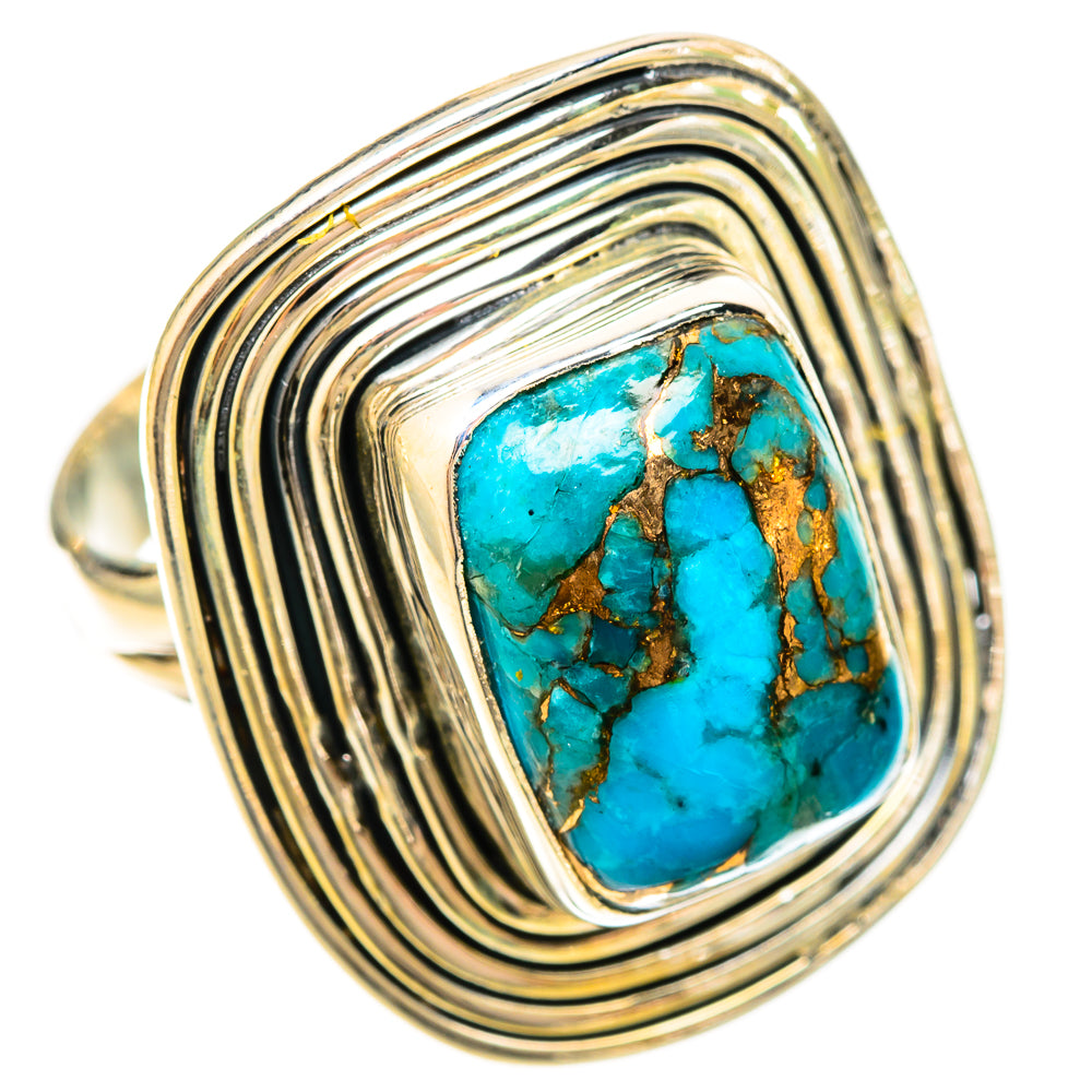 Blue Copper Composite Turquoise Rings handcrafted by Ana Silver Co - RING120209 - Photo 2