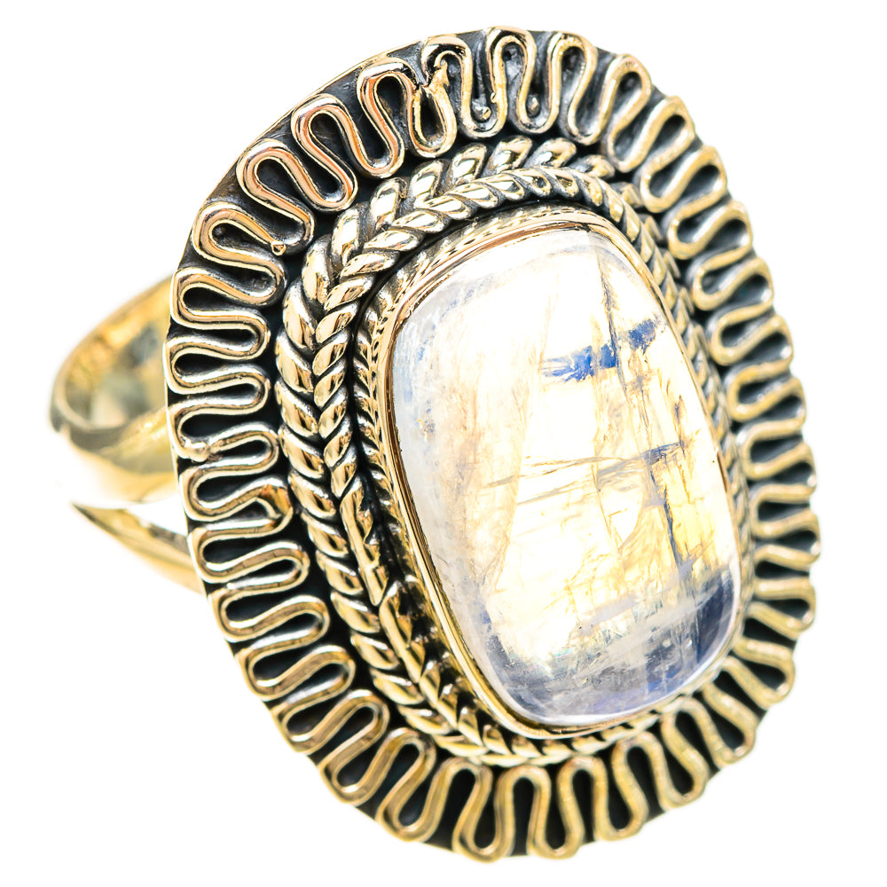 Rainbow Moonstone Rings handcrafted by Ana Silver Co - RING120234 - Photo 2