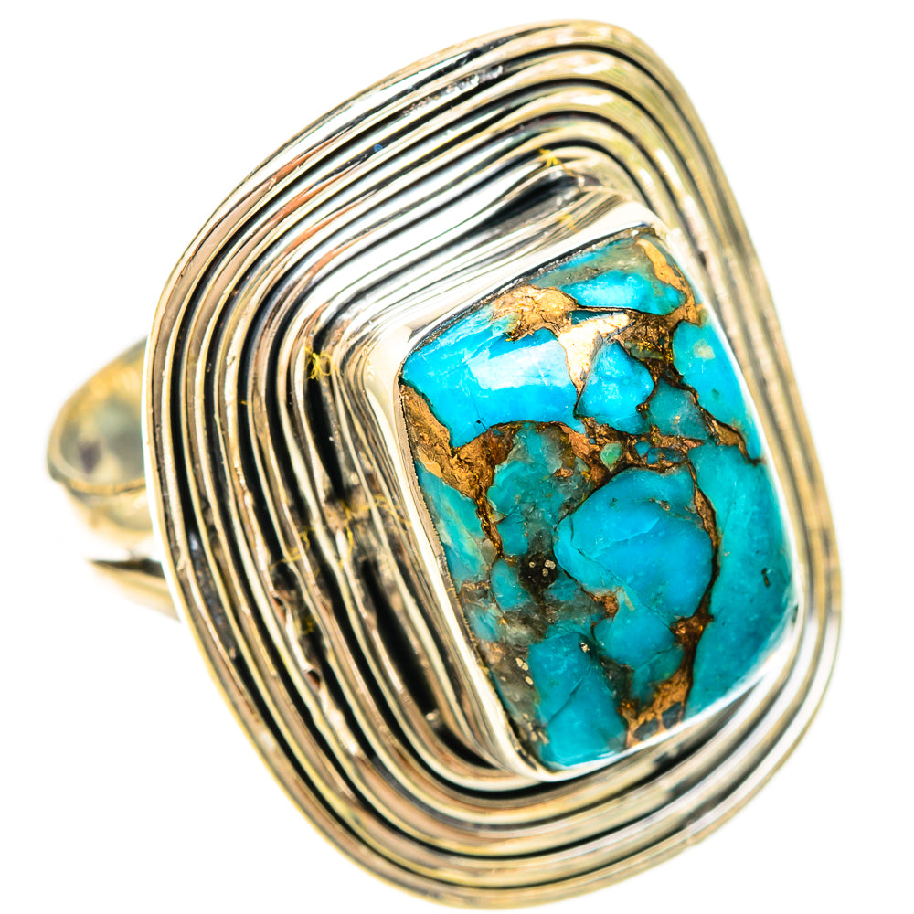 Blue Copper Composite Turquoise Rings handcrafted by Ana Silver Co - RING120244 - Photo 2