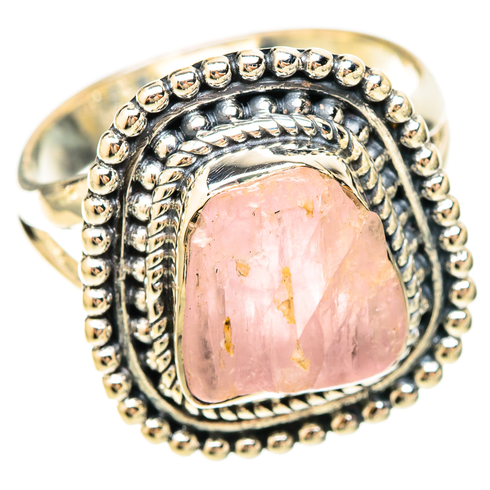 Rose quartz heart ring in 925 sterling silver, ornate split shank, size 8.25