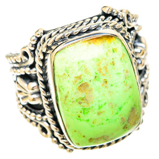 Lemon Chrysoprase Rings handcrafted by Ana Silver Co - RING120289 - Photo 2