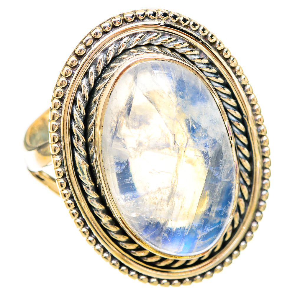 Rainbow Moonstone Rings handcrafted by Ana Silver Co - RING120313 - Photo 2