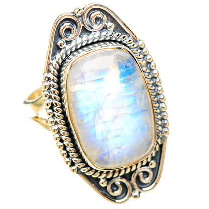 Rainbow Moonstone Rings handcrafted by Ana Silver Co - RING120316 - Photo 2
