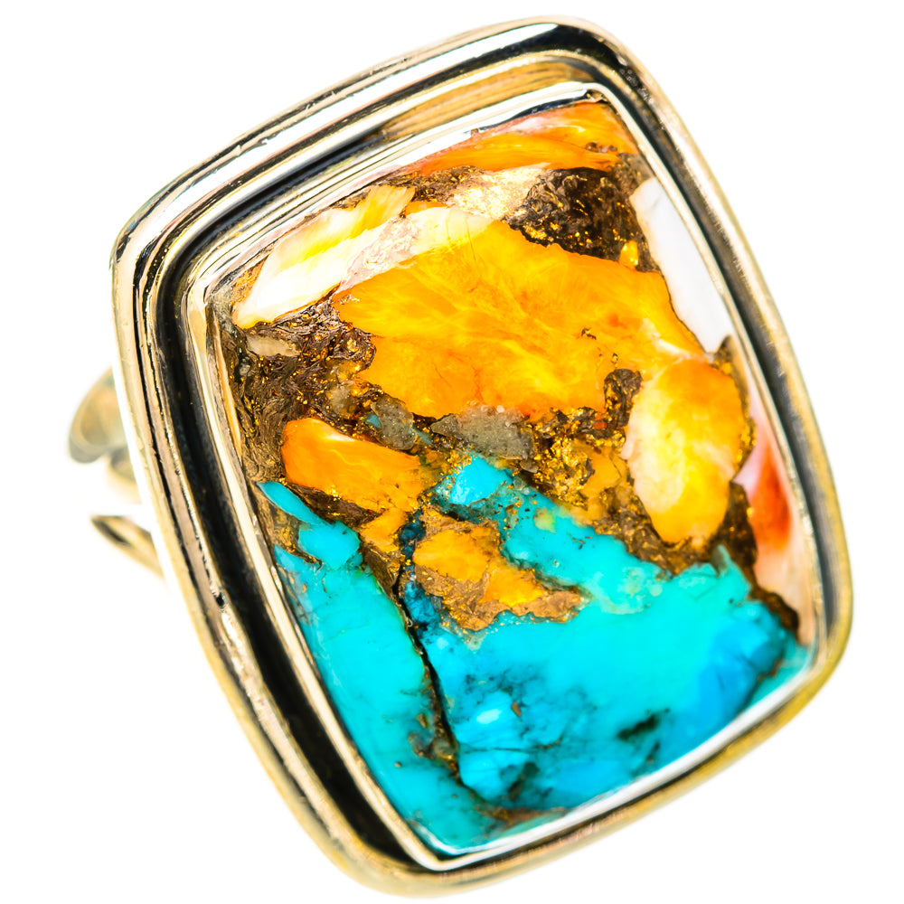 Spiny Oyster Turquoise Rings handcrafted by Ana Silver Co - RING120317 - Photo 2