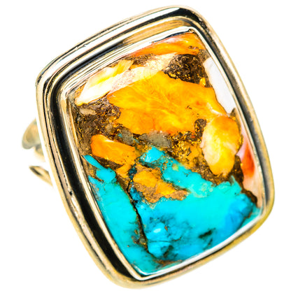 Spiny Oyster Turquoise Rings handcrafted by Ana Silver Co - RING120317 - Photo 2