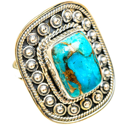 Blue Copper Composite Turquoise Rings handcrafted by Ana Silver Co - RING120326 - Photo 2
