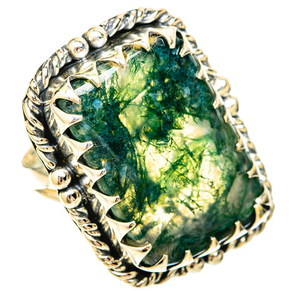 Green Moss Agate Rings handcrafted by Ana Silver Co - RING120341 - Photo 2