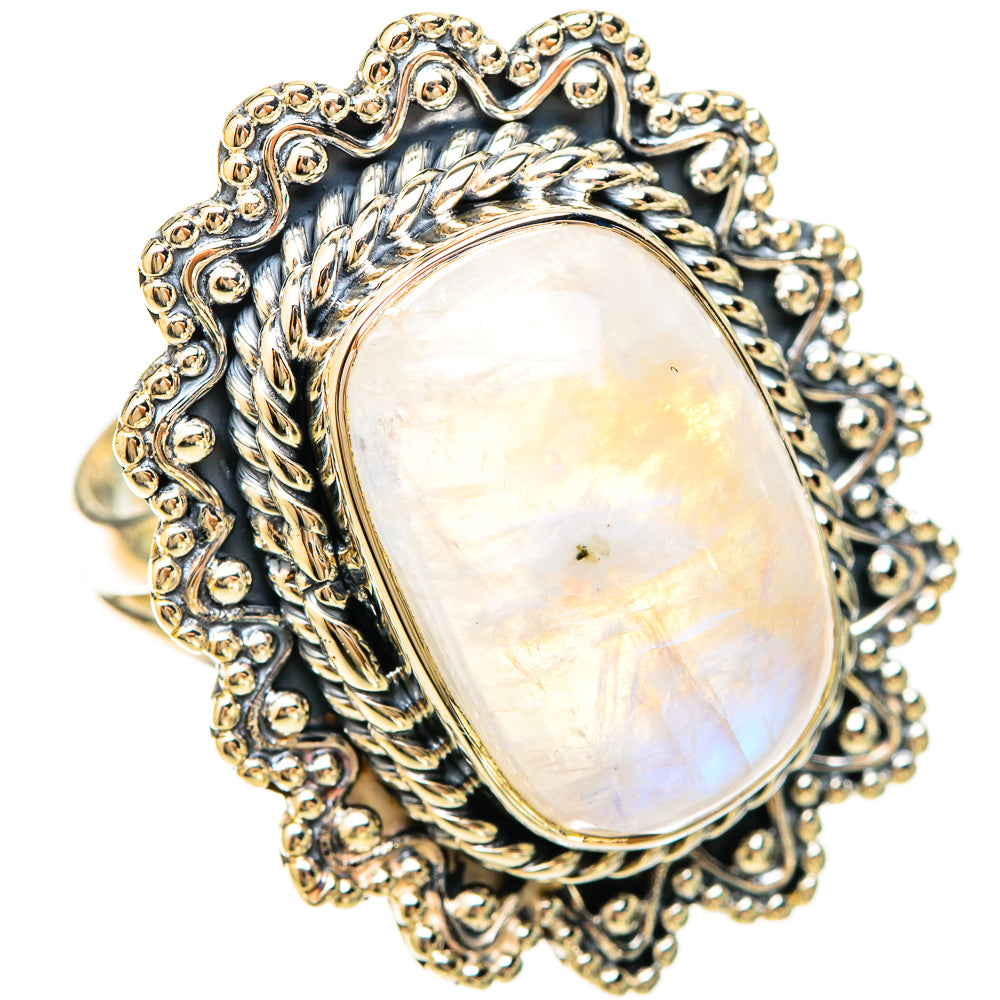 Rainbow Moonstone Rings handcrafted by Ana Silver Co - RING120366 - Photo 2