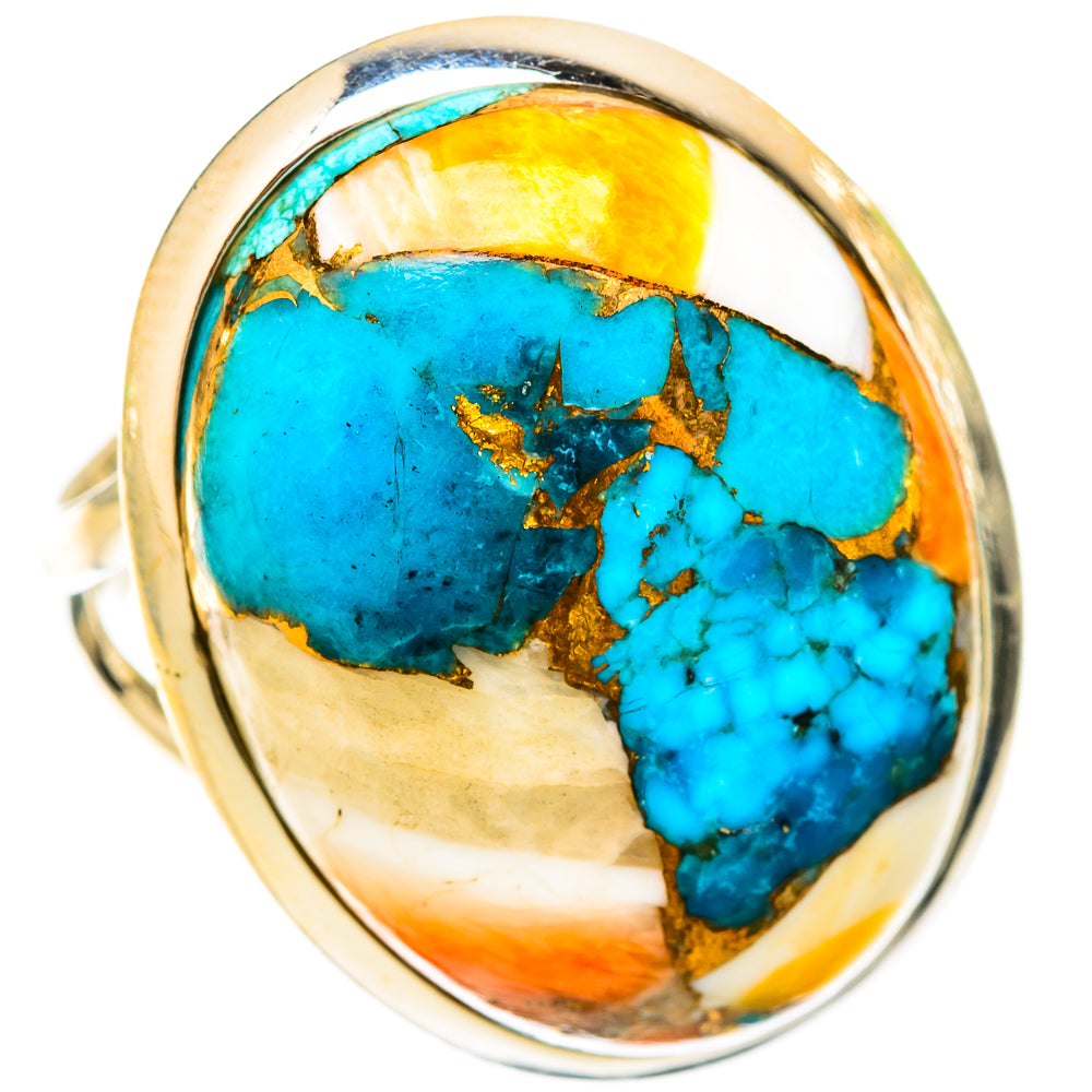Spiny Oyster Turquoise Rings handcrafted by Ana Silver Co - RING120373 - Photo 2