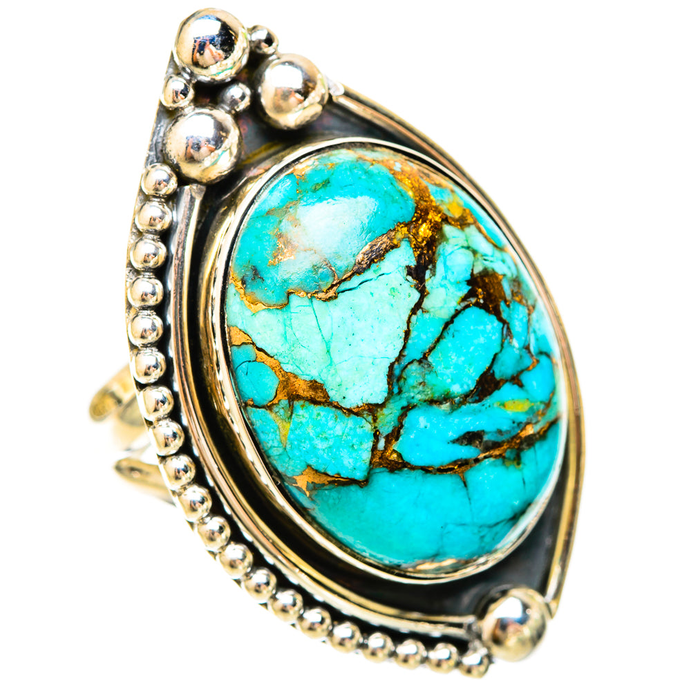 Blue Copper Composite Turquoise Rings handcrafted by Ana Silver Co - RING120378 - Photo 2