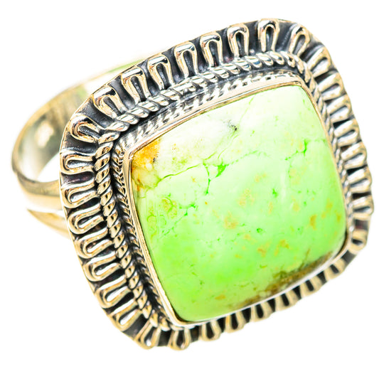 Lemon Chrysoprase Rings handcrafted by Ana Silver Co - RING120381 - Photo 2