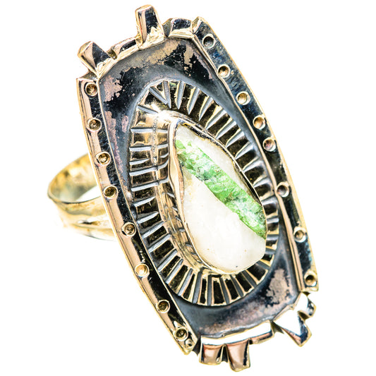Green Tourmaline In Quartz Rings handcrafted by Ana Silver Co - RING120383 - Photo 2