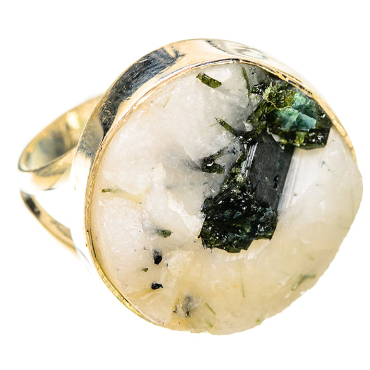 Green Tourmaline In Quartz Rings handcrafted by Ana Silver Co - RING120386 - Photo 2