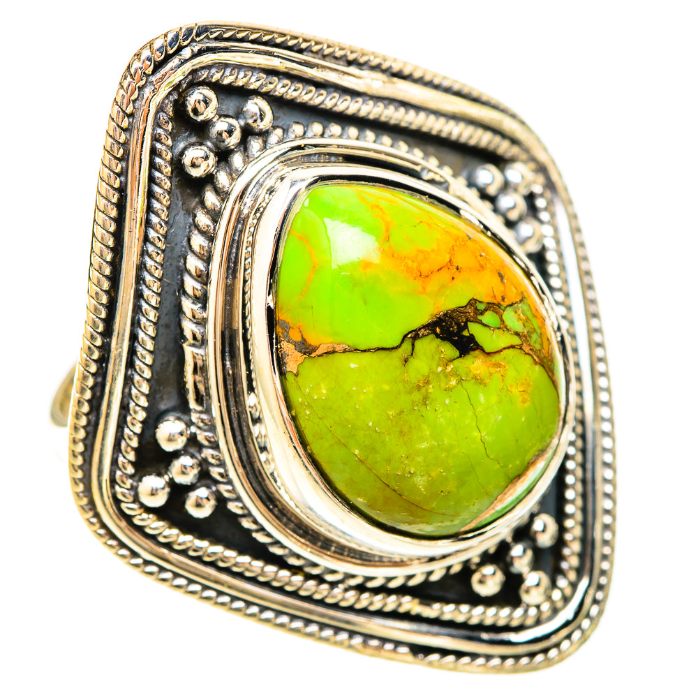 Green Copper Composite Turquoise Rings handcrafted by Ana Silver Co - RING120388 - Photo 2