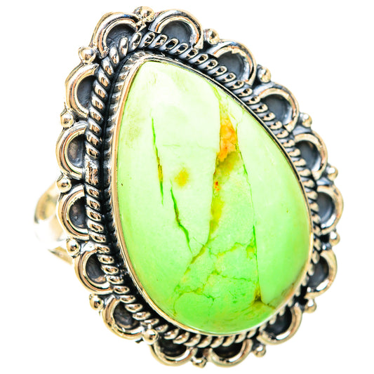 Lemon Chrysoprase Rings handcrafted by Ana Silver Co - RING120389 - Photo 2