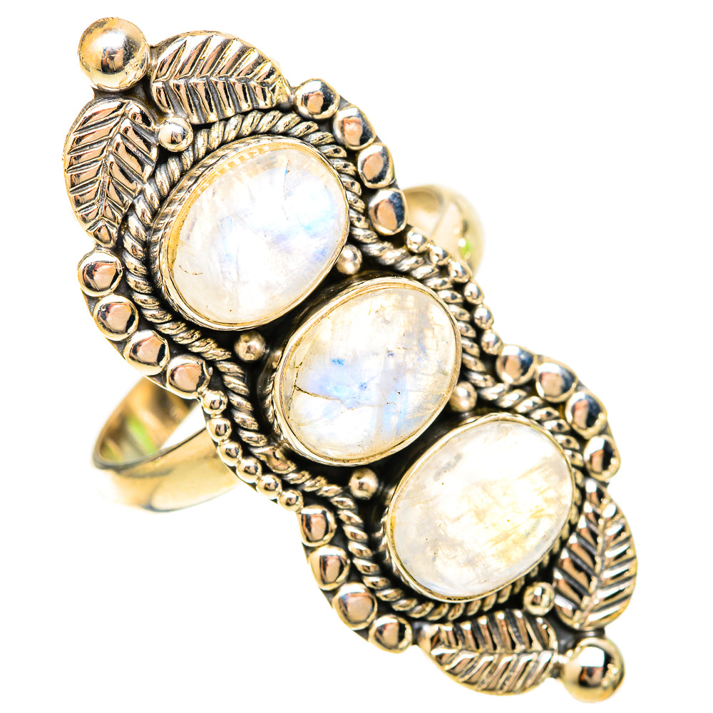 Rainbow Moonstone Rings handcrafted by Ana Silver Co - RING120411 - Photo 2