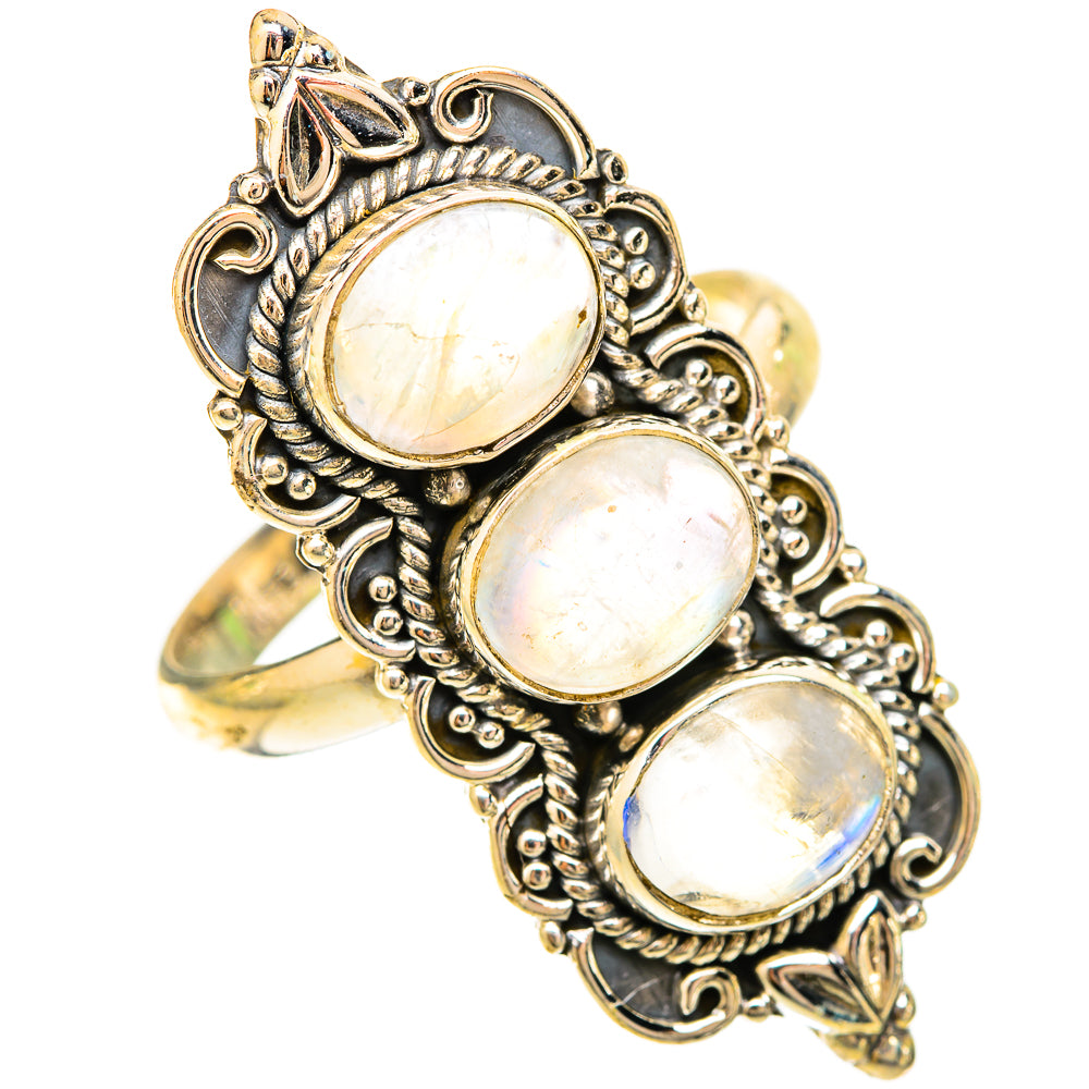 Rainbow Moonstone Rings handcrafted by Ana Silver Co - RING120412 - Photo 2