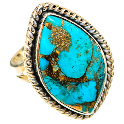 Blue Copper Composite Turquoise Rings handcrafted by Ana Silver Co - RING120426 - Photo 2