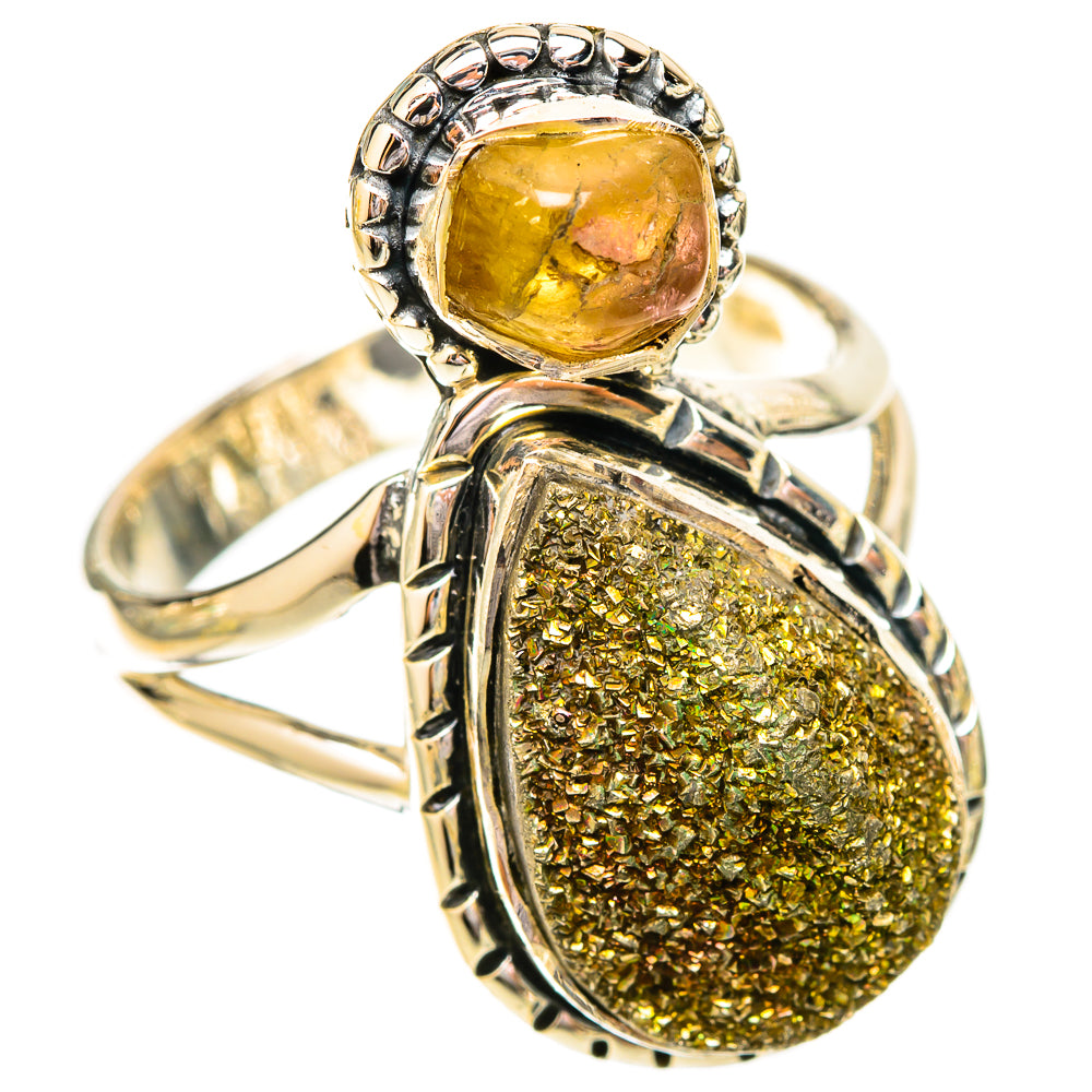 Spectro Pyrite Druzy Rings handcrafted by Ana Silver Co - RING120486 - Photo 2
