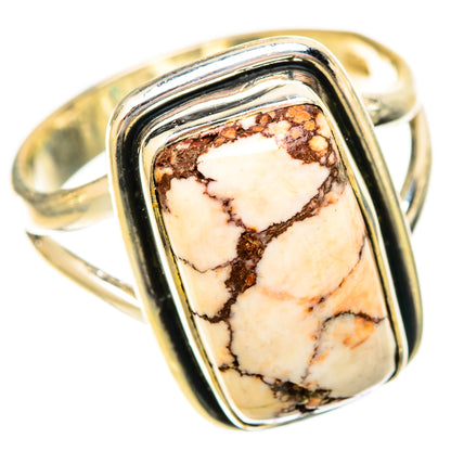 Sterling silver ring with oval Wild Horse Jasper cabochon bezel setting