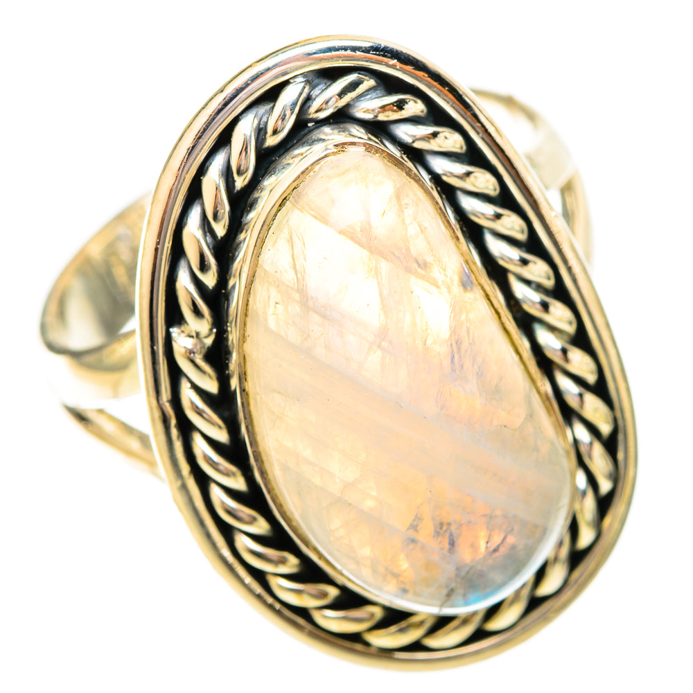 Rainbow Moonstone Rings handcrafted by Ana Silver Co - RING120594 - Photo 2