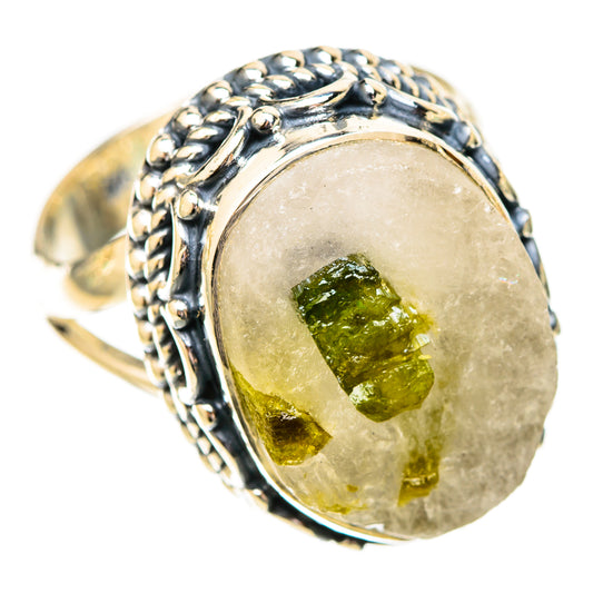 Green Tourmaline In Quartz Rings handcrafted by Ana Silver Co - RING120606 - Photo 2