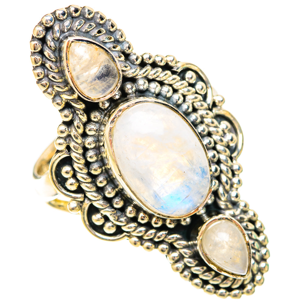 Rainbow Moonstone Rings handcrafted by Ana Silver Co - RING120629 - Photo 2