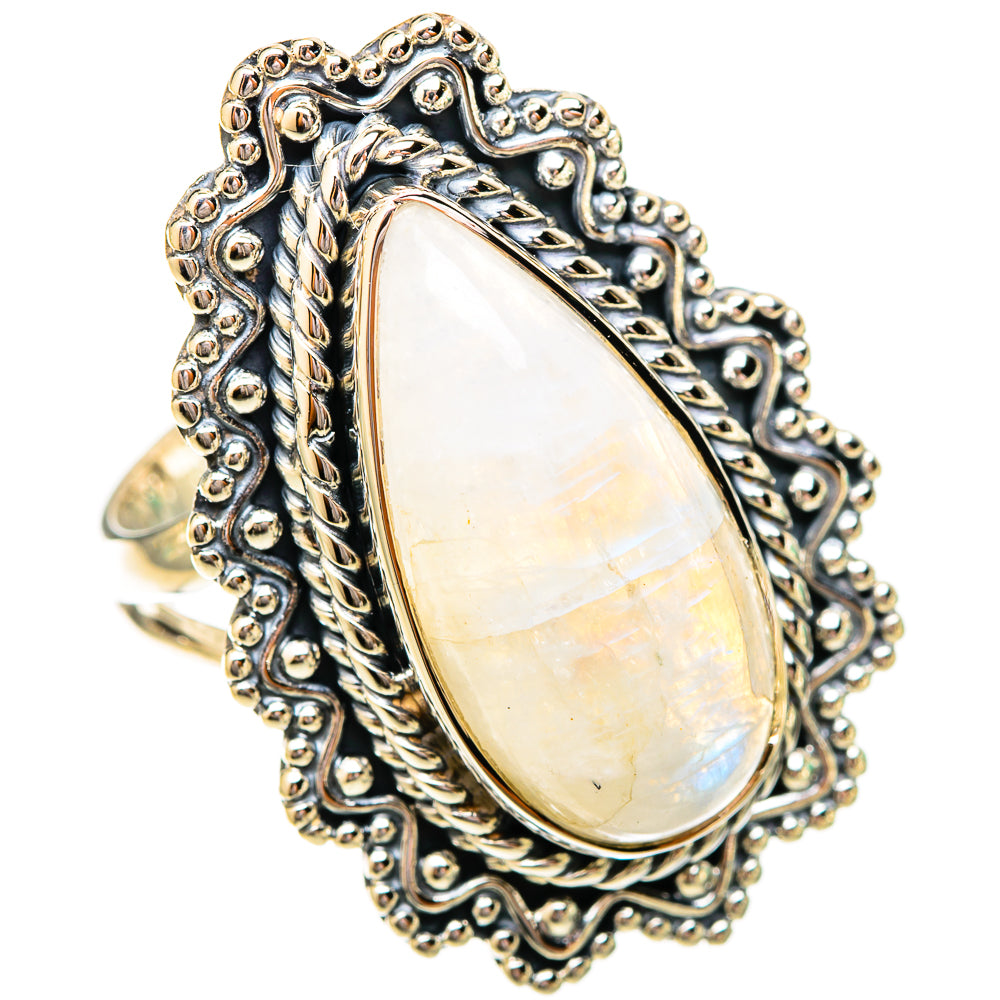 Rainbow Moonstone Rings handcrafted by Ana Silver Co - RING120630 - Photo 2