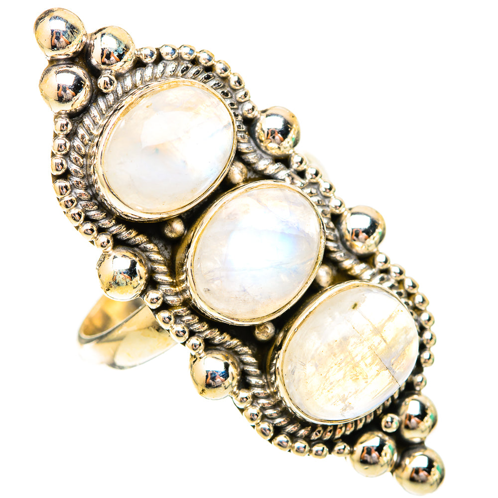 Rainbow Moonstone Rings handcrafted by Ana Silver Co - RING120633 - Photo 2