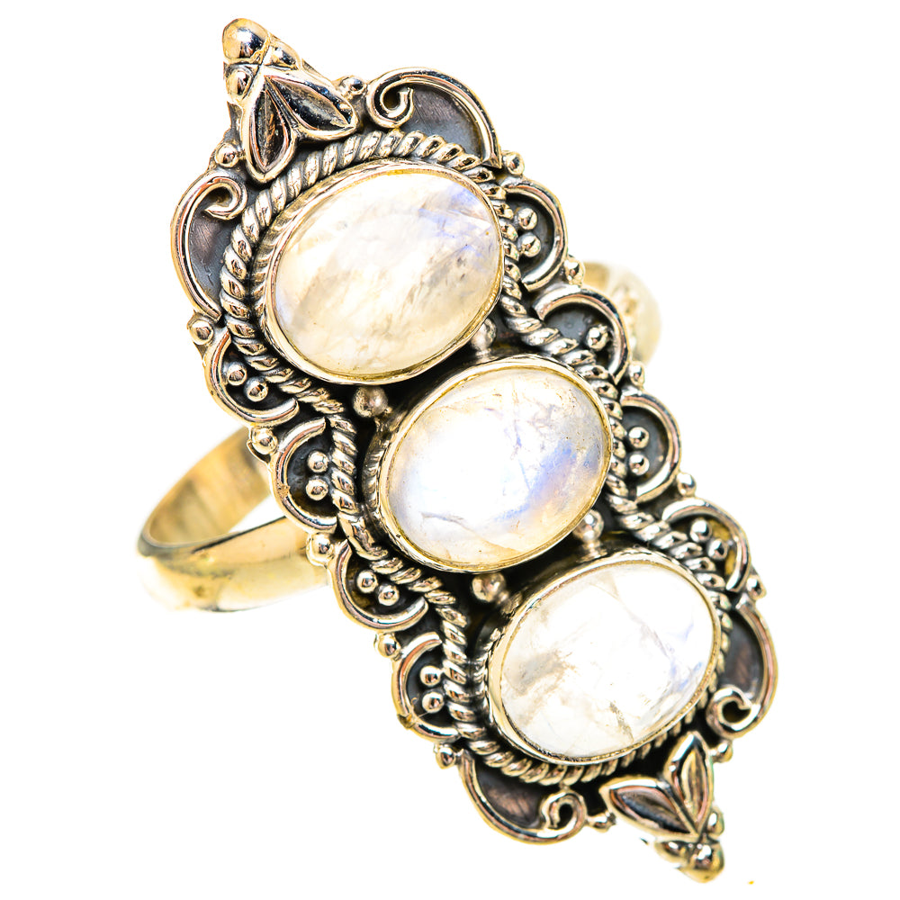 Rainbow Moonstone Rings handcrafted by Ana Silver Co - RING120634 - Photo 2