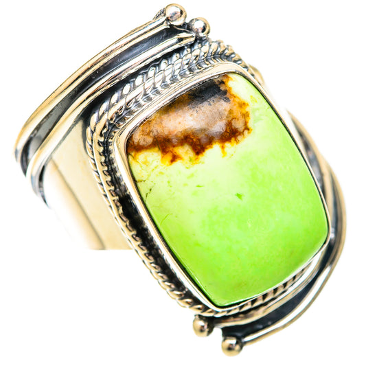 Lemon Chrysoprase Rings handcrafted by Ana Silver Co - RING120650 - Photo 2
