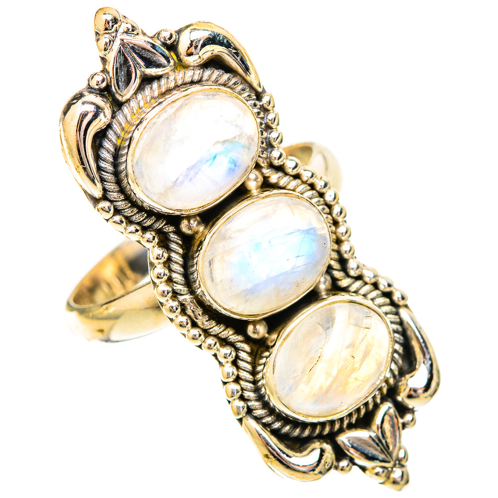 Rainbow Moonstone Rings handcrafted by Ana Silver Co - RING120678 - Photo 2