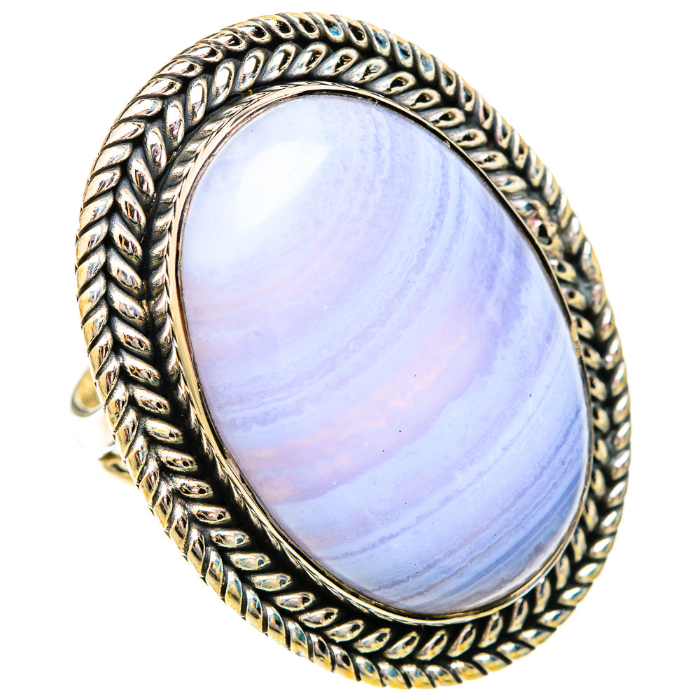 Blue Lace Agate Rings handcrafted by Ana Silver Co - RING120679 - Photo 2