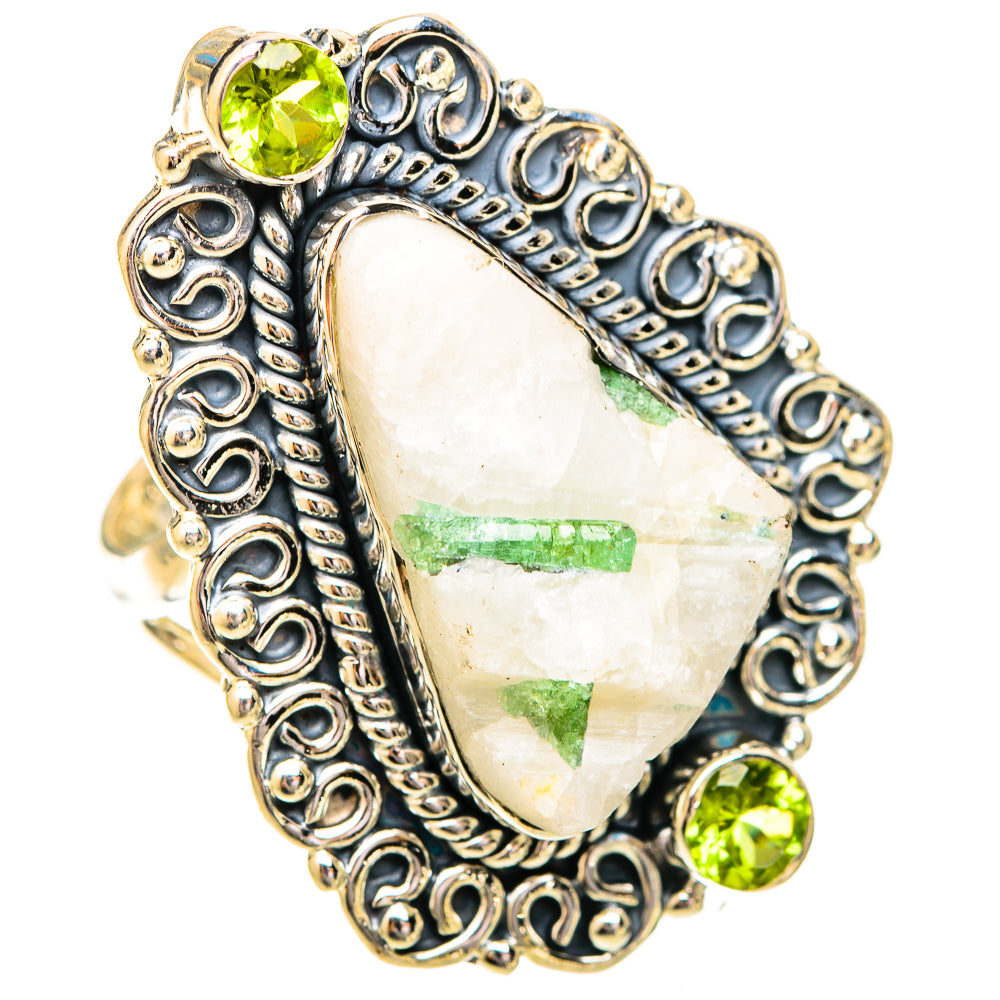 Green Tourmaline In Quartz Rings handcrafted by Ana Silver Co - RING120696 - Photo 2