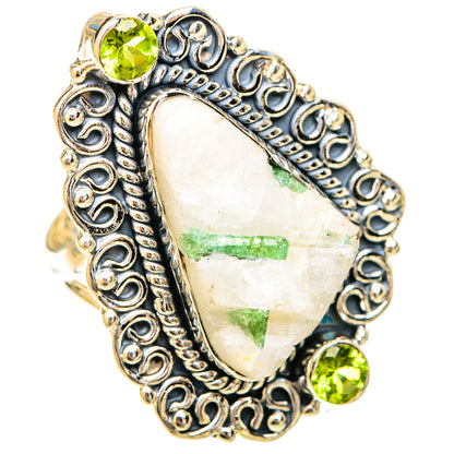 Green Tourmaline In Quartz Rings handcrafted by Ana Silver Co - RING120696 - Photo 2