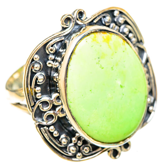 Lemon Chrysoprase Rings handcrafted by Ana Silver Co - RING120700 - Photo 2