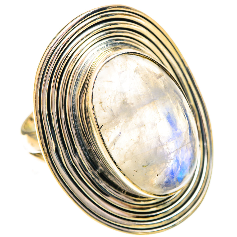Rainbow Moonstone Rings handcrafted by Ana Silver Co - RING120720 - Photo 2