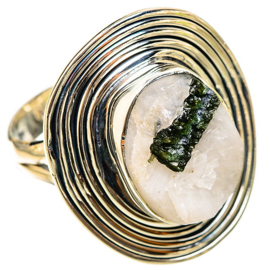 Green Tourmaline In Quartz Rings handcrafted by Ana Silver Co - RING120736 - Photo 2
