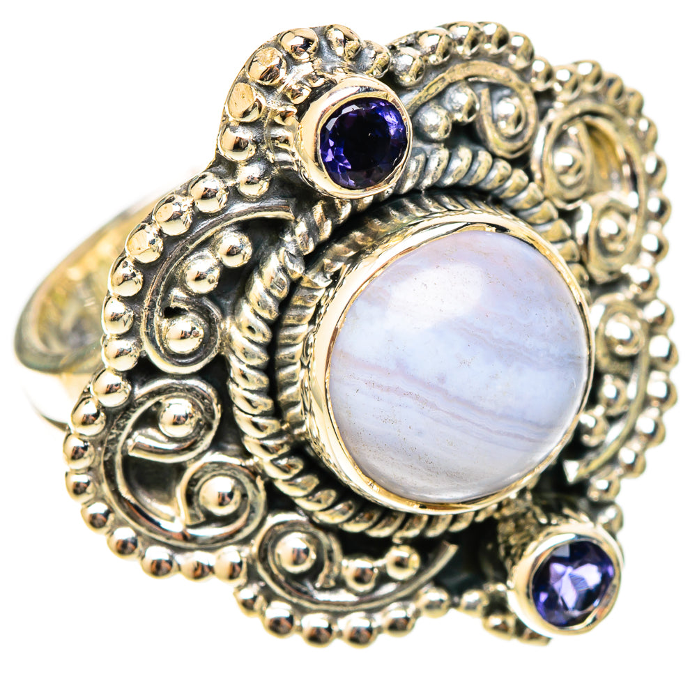 Blue Lace Agate Rings handcrafted by Ana Silver Co - RING120749 - Photo 2