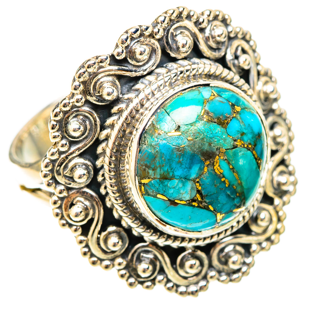 Blue Copper Composite Turquoise Rings handcrafted by Ana Silver Co - RING120792 - Photo 2