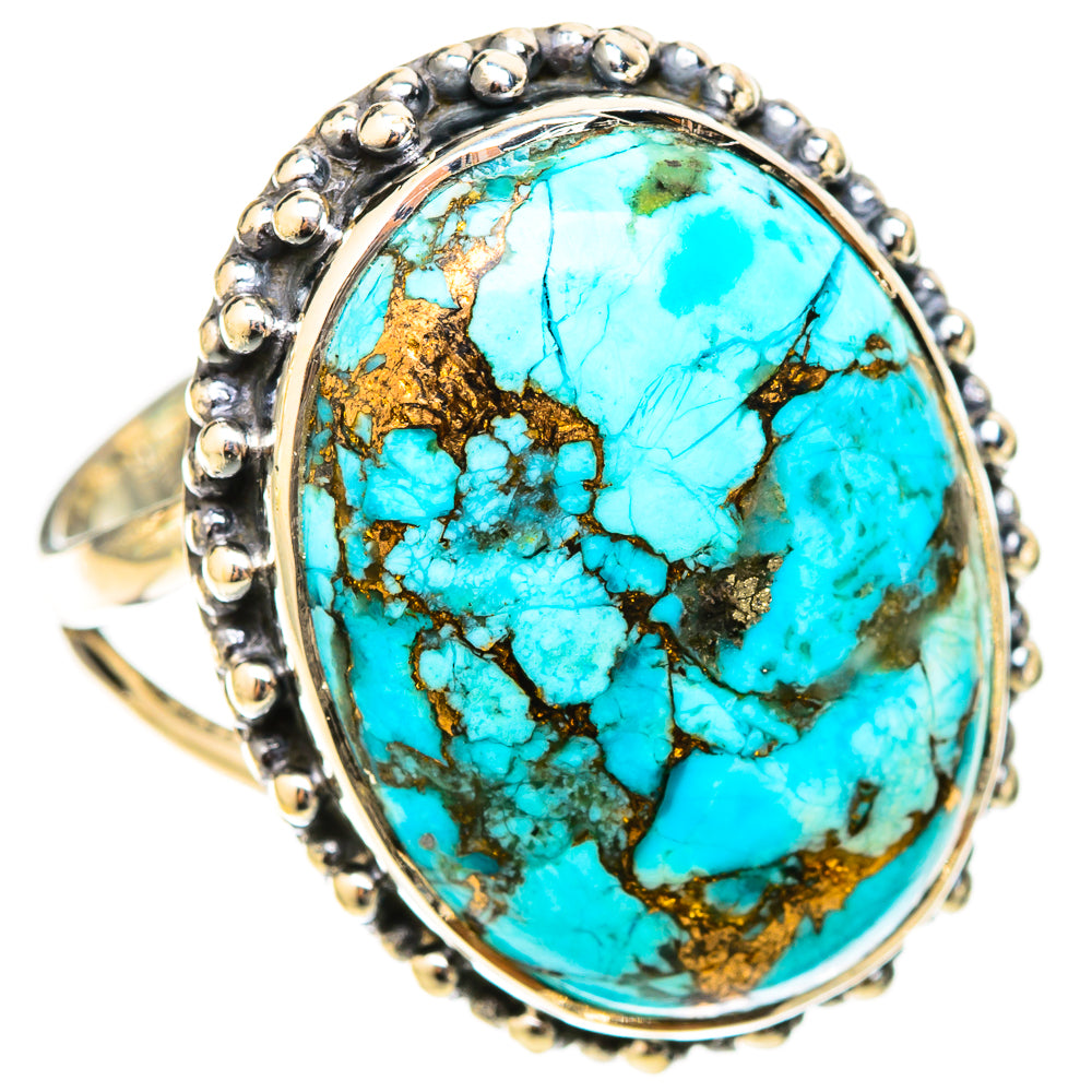 Blue Copper Composite Turquoise Rings handcrafted by Ana Silver Co - RING120826 - Photo 2