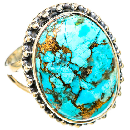 Blue Copper Composite Turquoise Rings handcrafted by Ana Silver Co - RING120826 - Photo 2