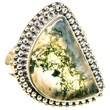 Green Moss Agate Rings handcrafted by Ana Silver Co - RING120846 - Photo 2