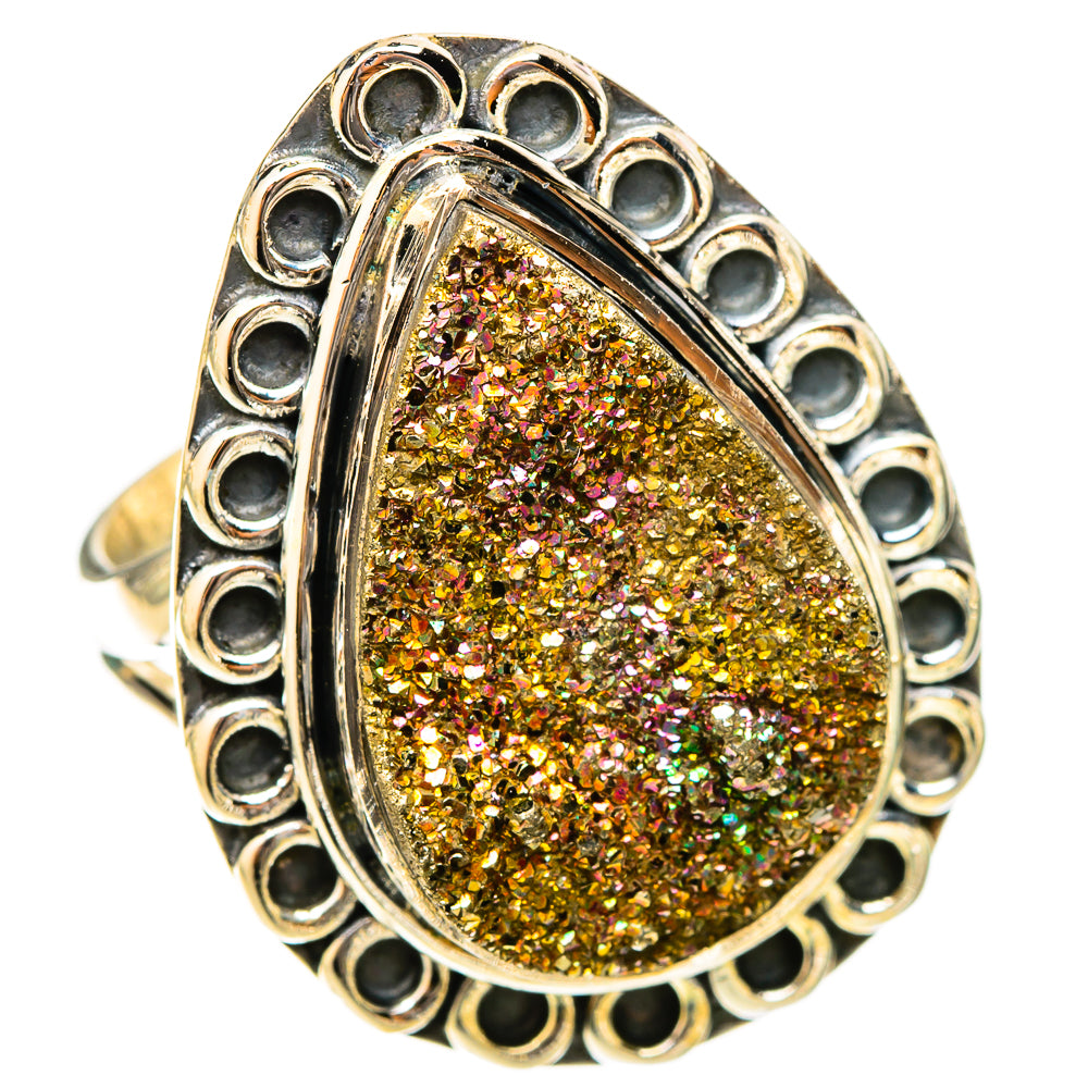 Spectro Pyrite Druzy Rings handcrafted by Ana Silver Co - RING120862 - Photo 2