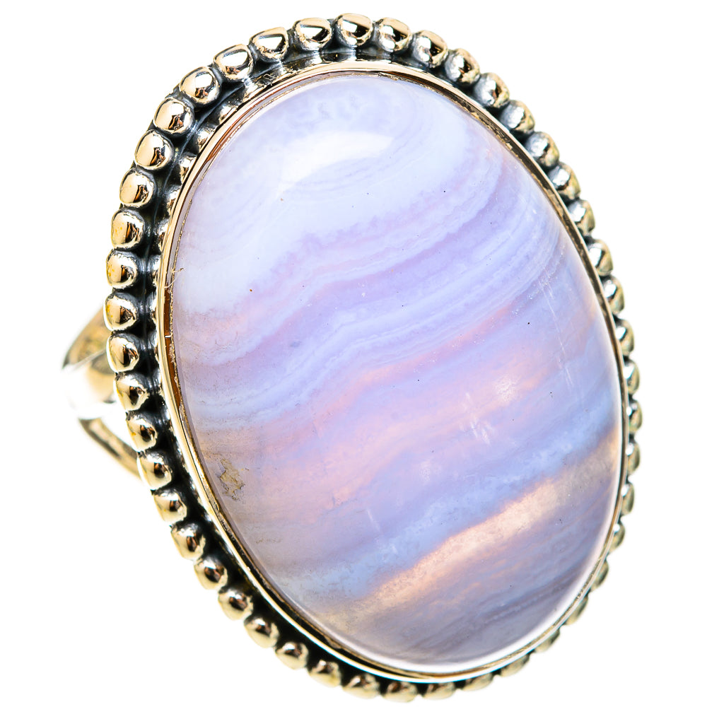 Blue Lace Agate Rings handcrafted by Ana Silver Co - RING120872 - Photo 2