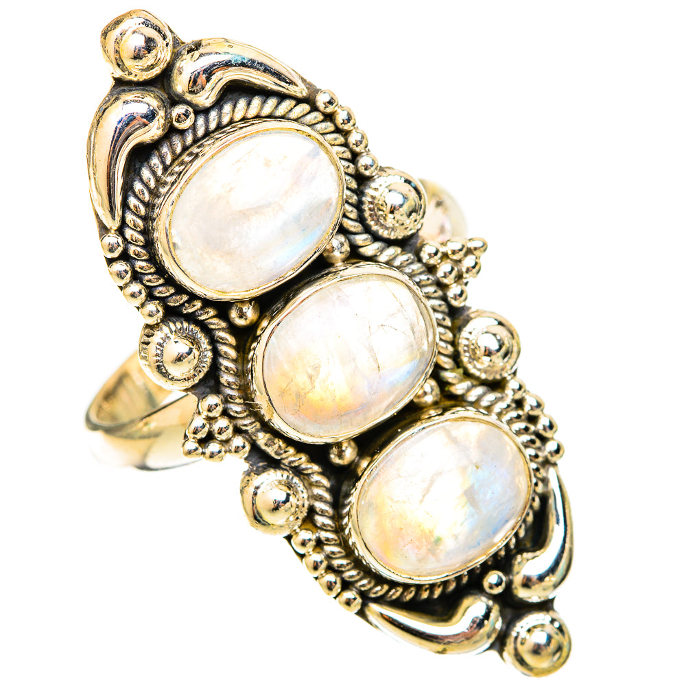 Rainbow Moonstone Rings handcrafted by Ana Silver Co - RING120874 - Photo 2