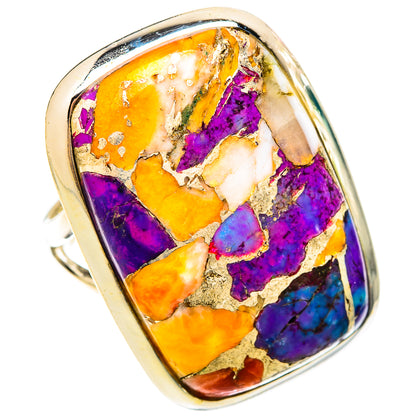 Purple Orange Copper Composite Turquoise Rings handcrafted by Ana Silver Co - RING120875 - Photo 2