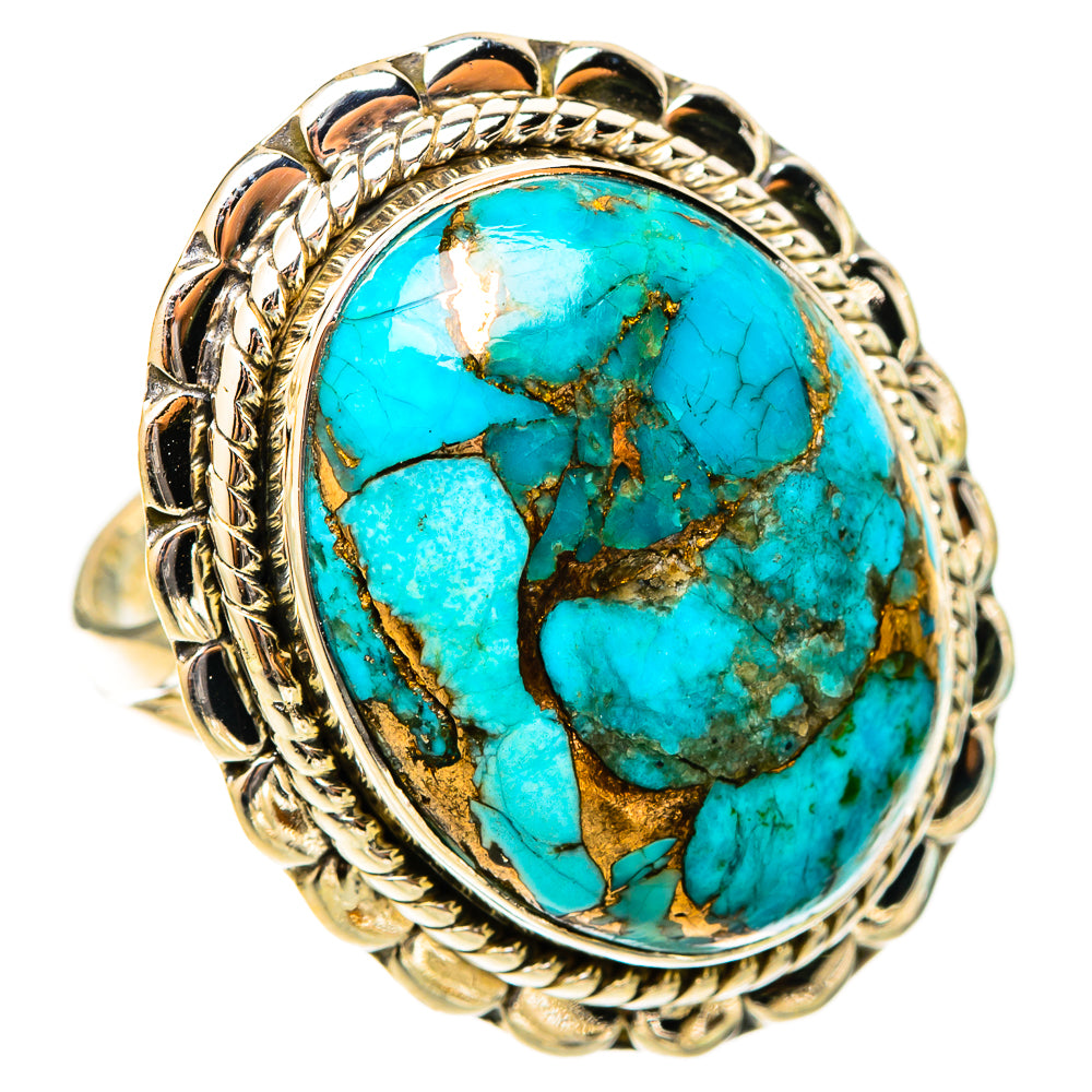 Blue Copper Composite Turquoise Rings handcrafted by Ana Silver Co - RING120888 - Photo 2