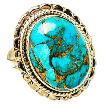 Blue Copper Composite Turquoise Rings handcrafted by Ana Silver Co - RING120888 - Photo 2